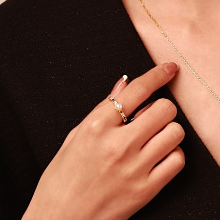 Bague Perle Ronde Blanche