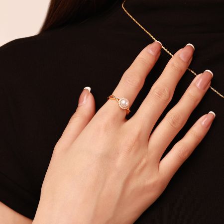 Bague Torsadée Perle Ronde
