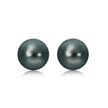 Boucles d'Oreilles Perle Ronde Noire
