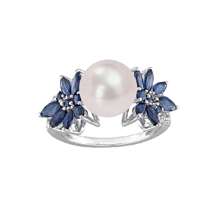 Bague Perle Saphir Bleu