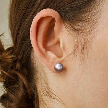 Boucles d'Oreilles Perle Ronde Noire