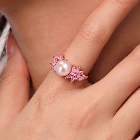 Bague Perle Morganite Rose