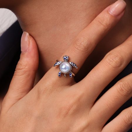 Bague Perle d'Eau Douce Tortue de Mer