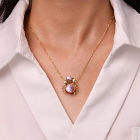 Collier Perle d'Eau Douce Crabe