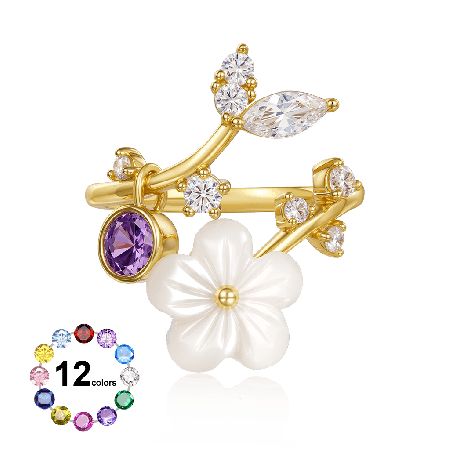 Flower Birthstones Ring
