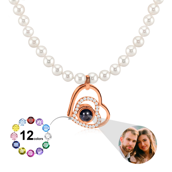 Collier Photo Perle Cœur