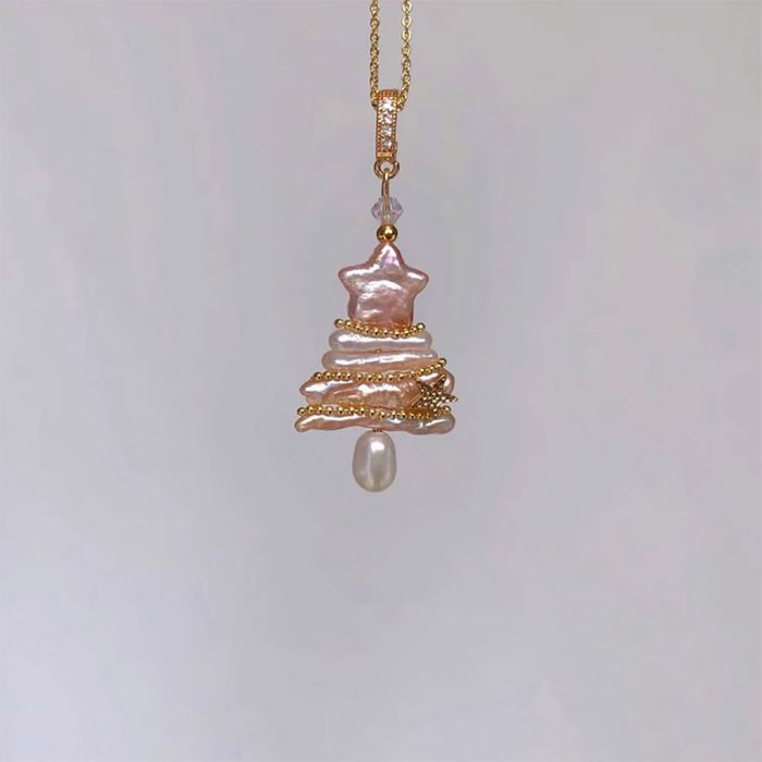 Collier Perle d'Eau Douce Arbre de Noël