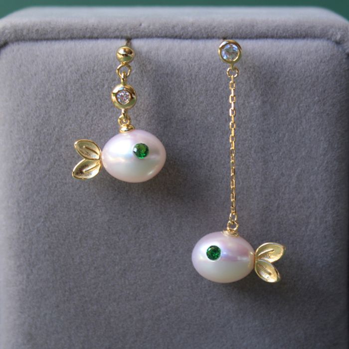 Boucles d'Oreilles Perle d'Eau Douce Poisson