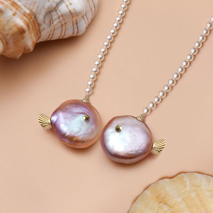 Collier Perle d'Eau Douce Poissons