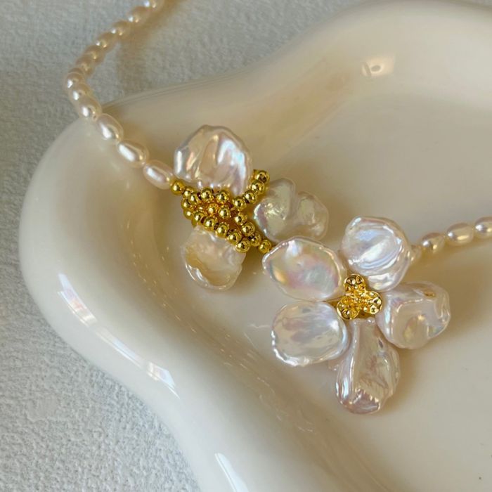 Collier Perle d'Eau Douce Fleur