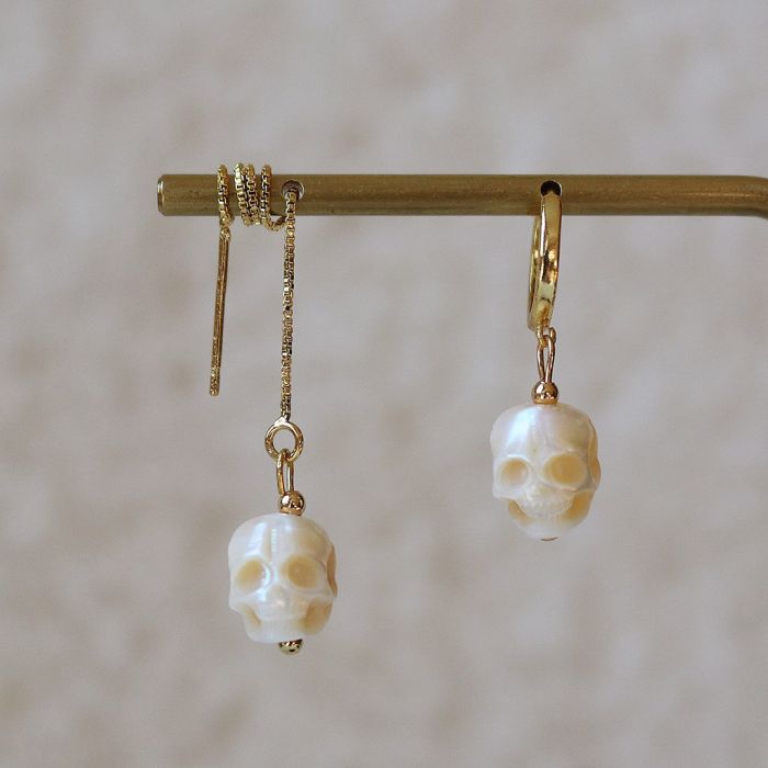 Boucles d'Oreilles Perle d'Eau Douce Squelette