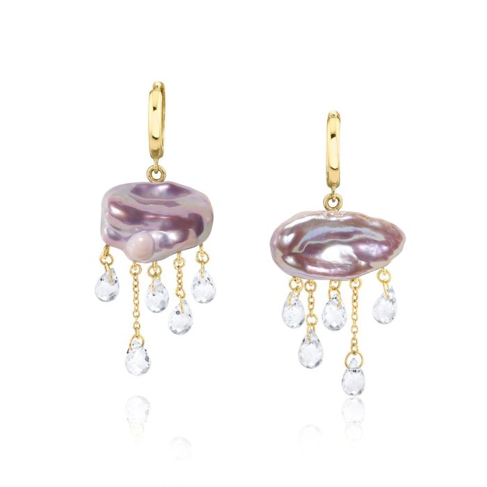 Boucles d'Oreilles Perle d'Eau Douce Nuage Violet