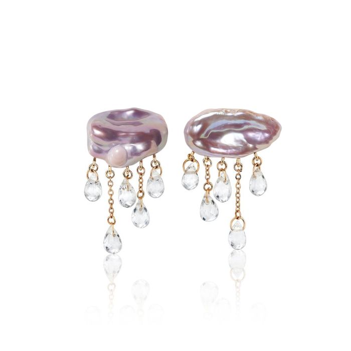 Boucles d'Oreilles Perle d'Eau Douce Nuage Violet