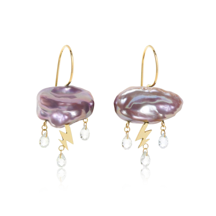 Boucles d'Oreilles Perle d'Eau Douce Nuage d'Éclair