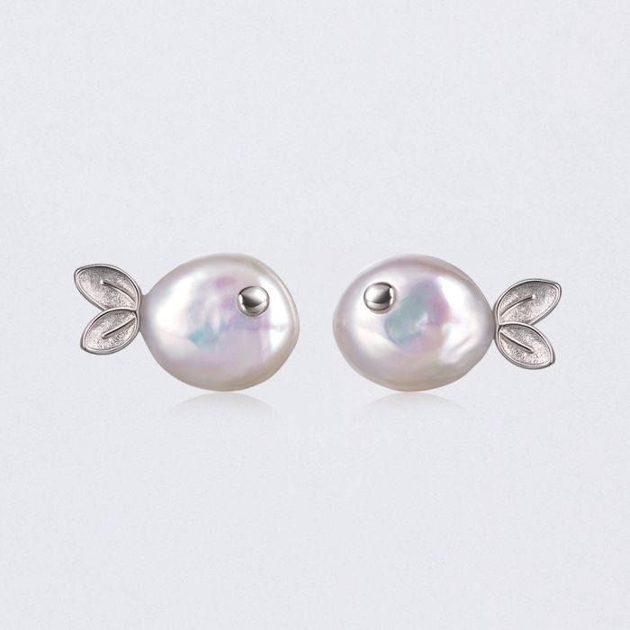 Boucles d'Oreilles Perle d'Eau Douce Poisson