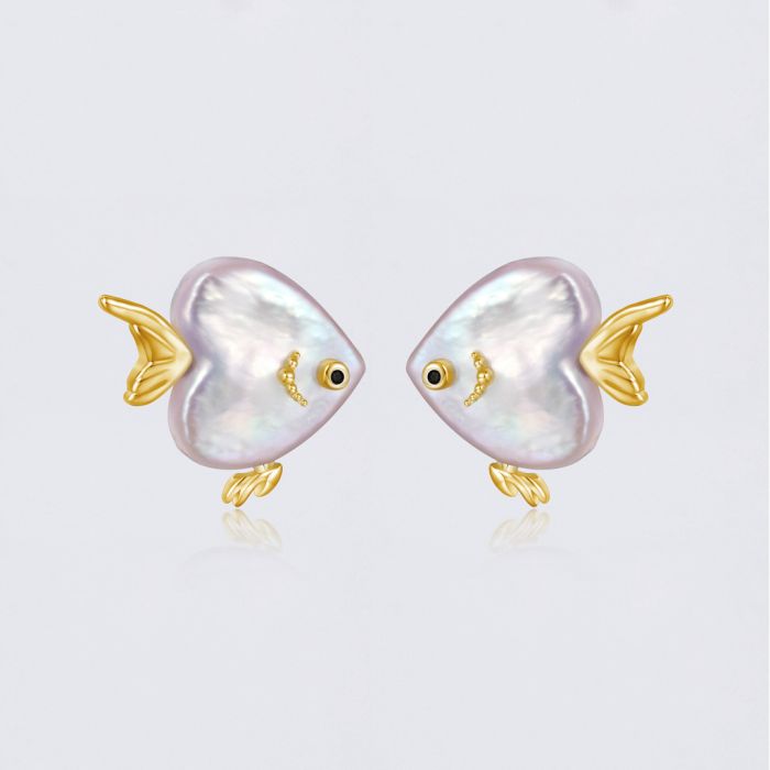 Clous d'Oreilles Poisson en Cœur