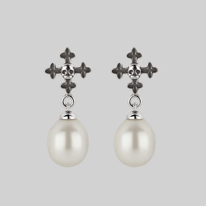 Boucles d'Oreilles Croix Crâne