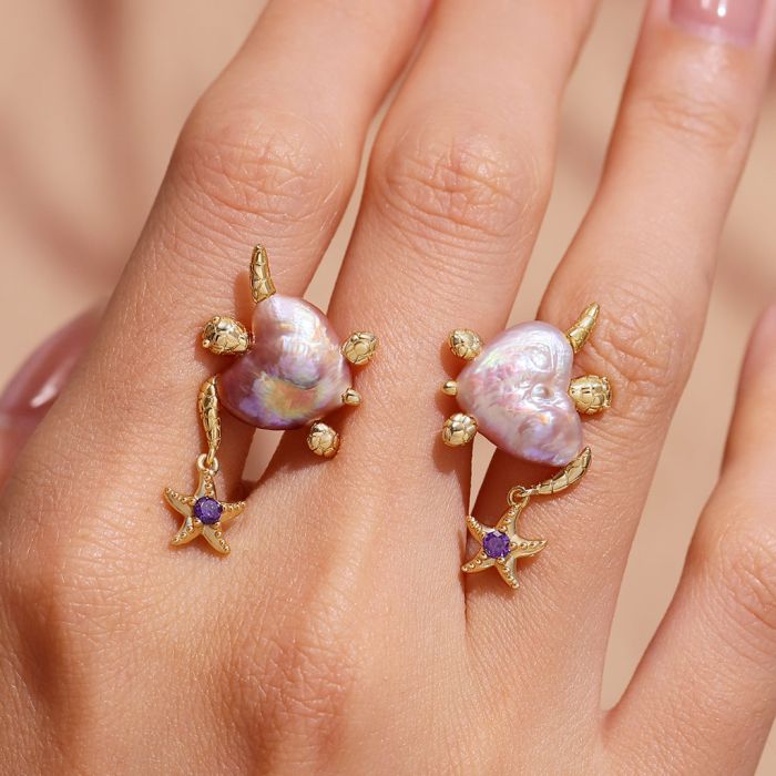 Clous d'Oreilles Tortue avec Étoile de Mer