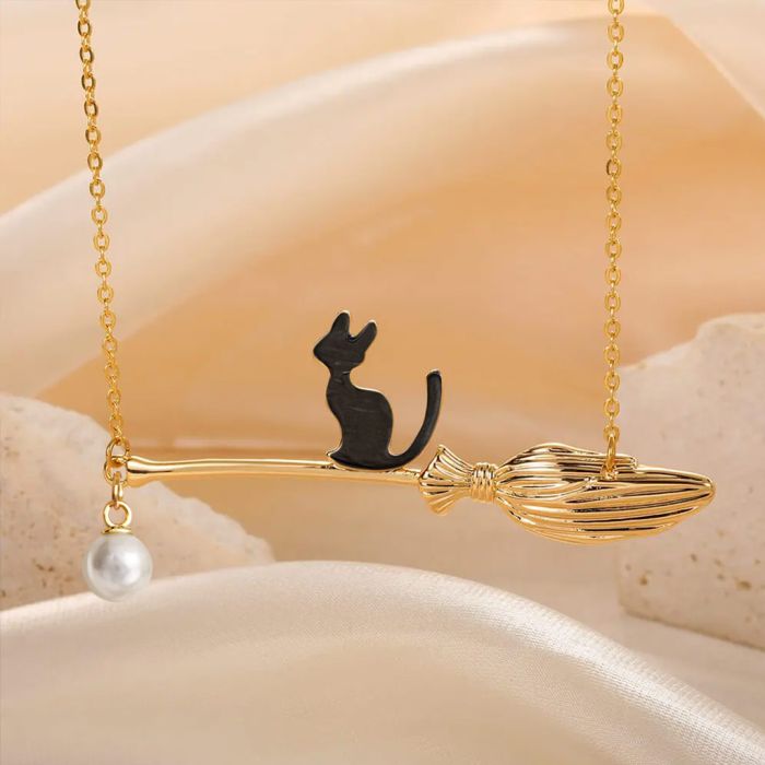 Collier Perle Chat Noir