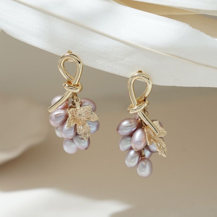Boucles d'Oreilles Mariage en Perle de Raisin