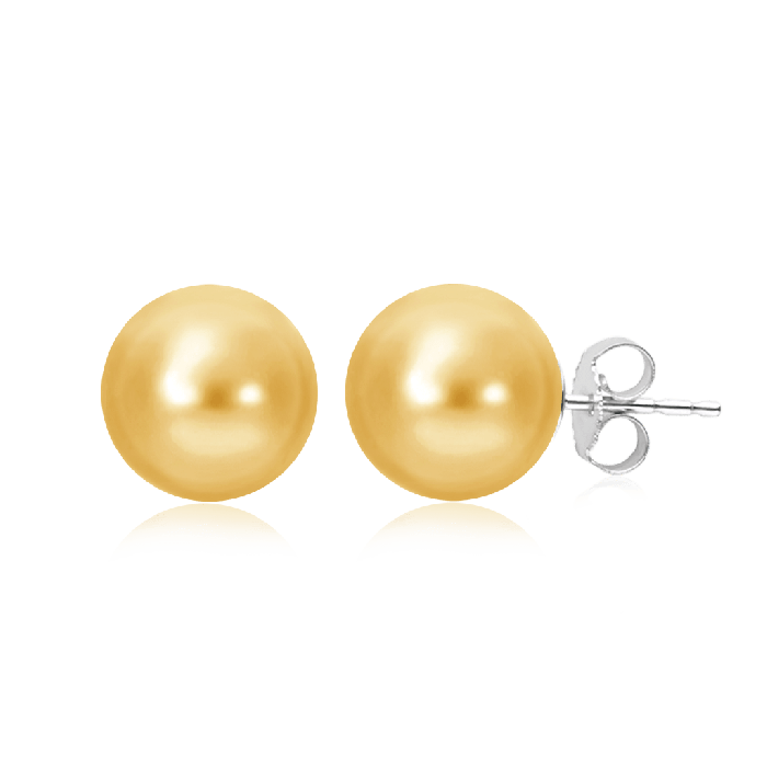 Boucles d'Oreilles Perle Ronde Dorée