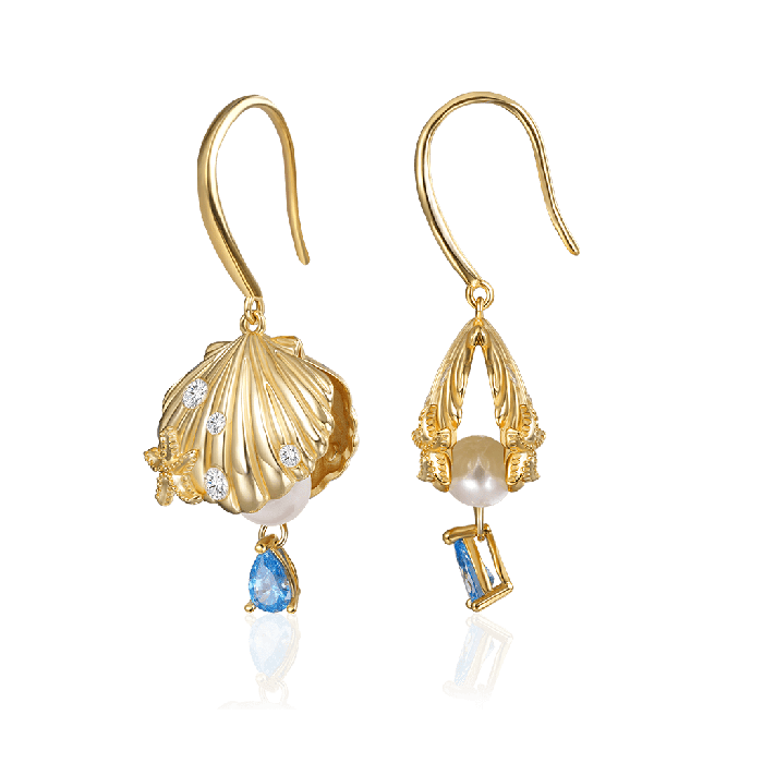 Boucles d'Oreilles Perle Coquillage Cachée