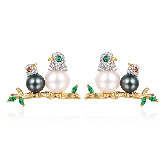 Boucles d'oreilles Mère Oiseau et Son Enfant