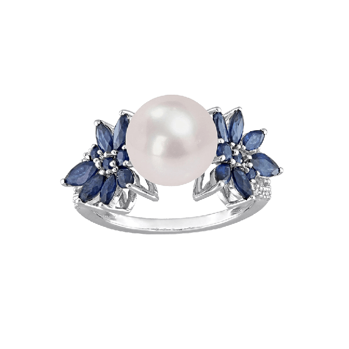 Bague Perle Saphir Bleu