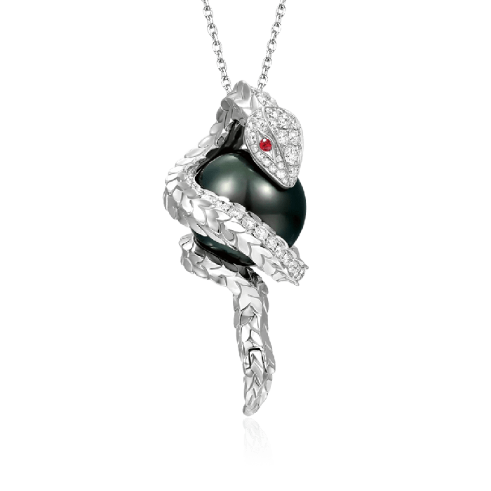 Collier Perle Entourée de Serpent