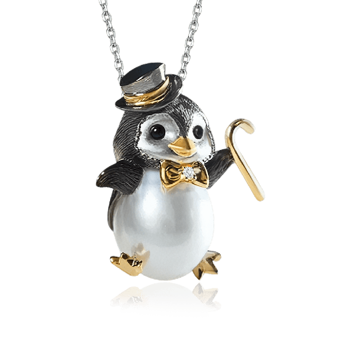 Collier Perle d'Eau Douce Pingouin