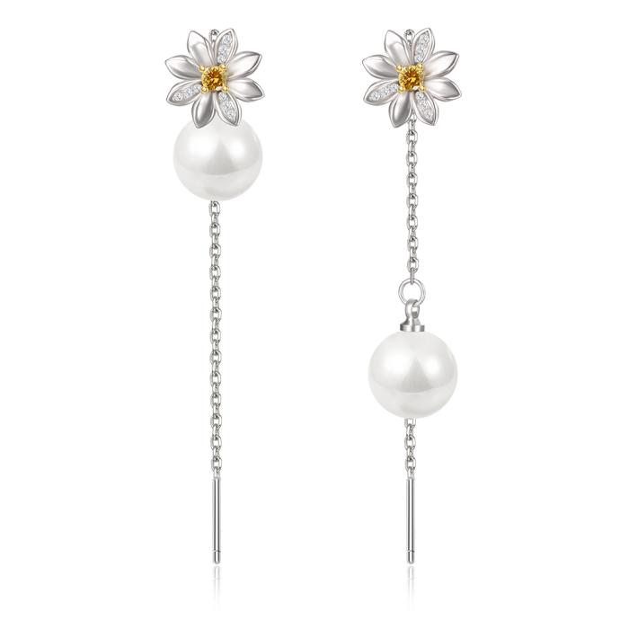 Boucles d'Oreilles Marguerite Asymétrique